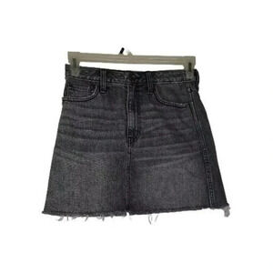 Abercrombie & Fitch Gray Denim Mini Skirt Raw Hem Cut Off Womens 26 Beach Grunge